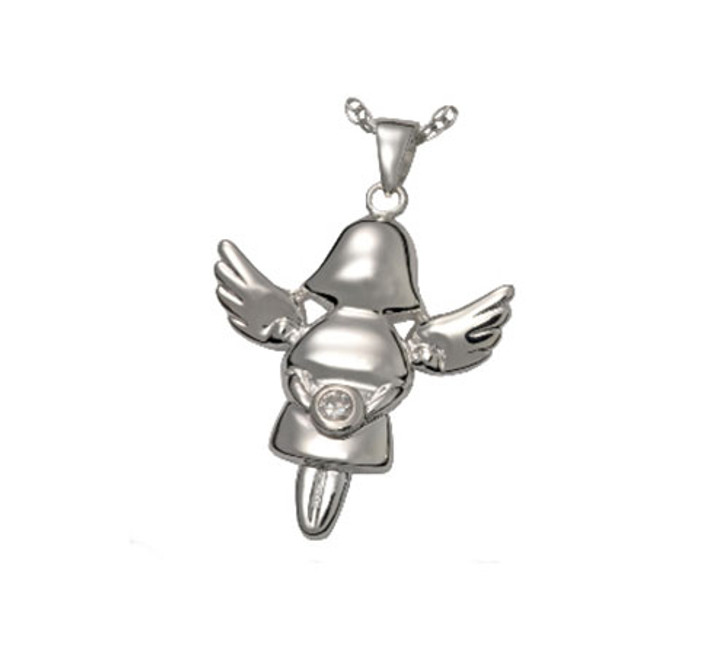 Littlest Angel Girl Cremation Jewelry in Sterling Silver