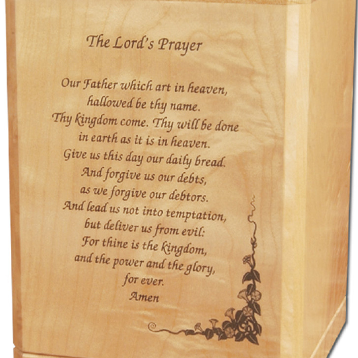 Lord's Prayer Classic Maple Wood Cremation Urn