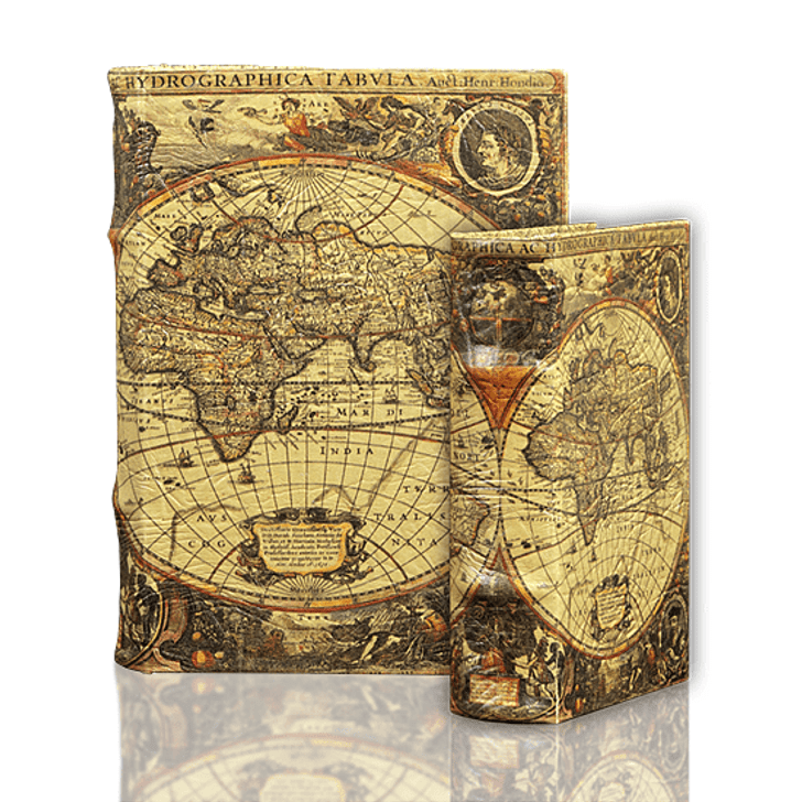 Map Set of Small and Large Book Cremation Urns