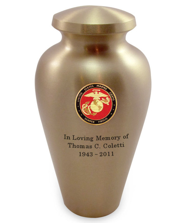 Marine Corps Emblem Bronze Arlington Cremation Urn - Engravable