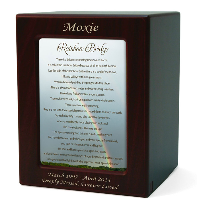 Medium Rainbow Bridge 2 Cherry Finish Pet Cremation Urn