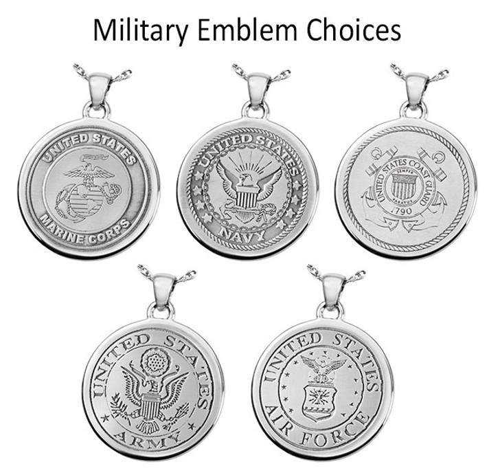 Military Fingerprint Round Stainless Steel Memorial Cremation Pendant Necklace