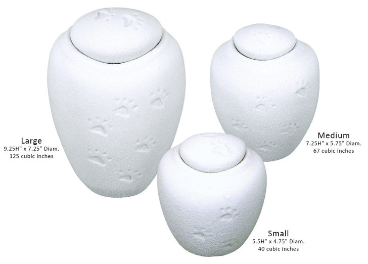 Mini White Sand Biodegradable Paw Prints in the Sand Pet Cremation Urn