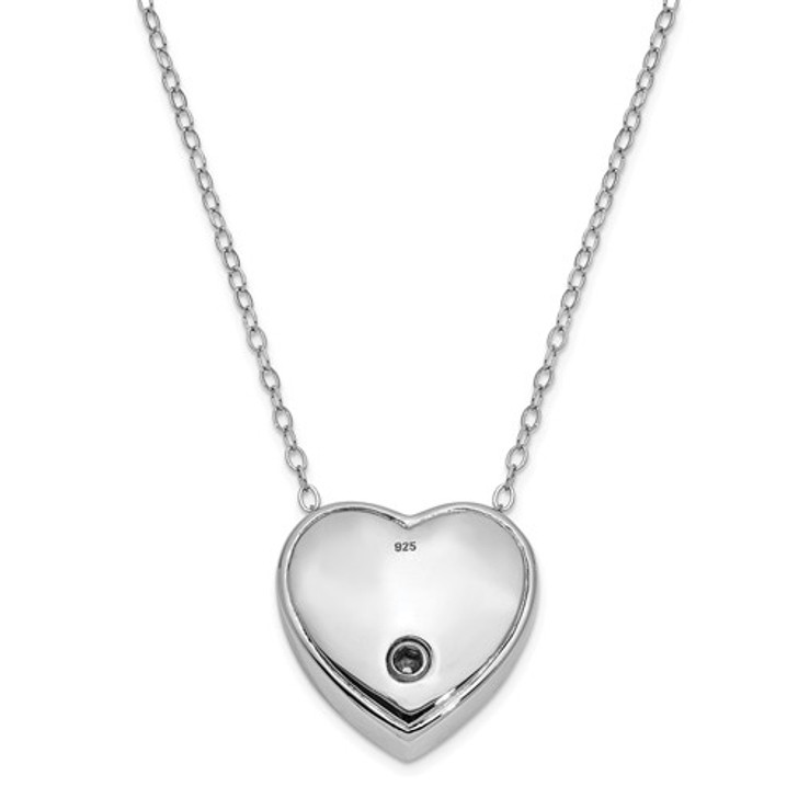 Missing You CZ Teardrop Heart Sterling Silver Cremation Jewelry Pendant
