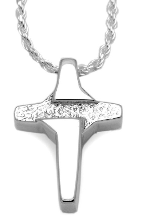 Modern Cross Sterling Silver Cremation Jewelry Pendant Necklace