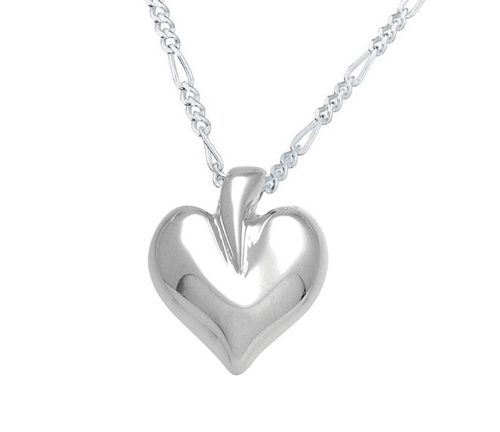 Modern Heart Sterling Silver Cremation Jewelry Pendant Necklace