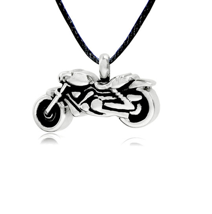 Motorcycle Stainless Steel Cremation Jewelry Pendant Necklace