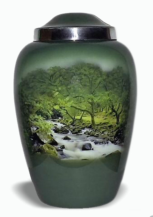 Mountain Stream Picture Cremation Urn