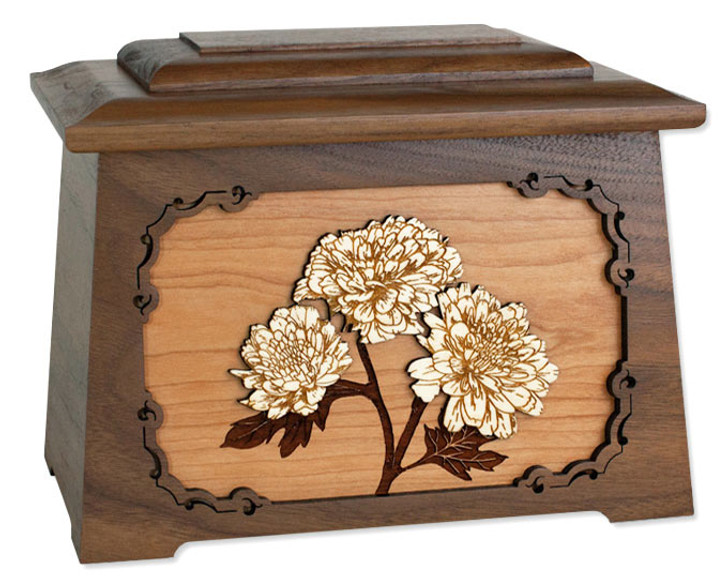 Mums with 3D Inlay Maple Wood Astoria Cremation Urn