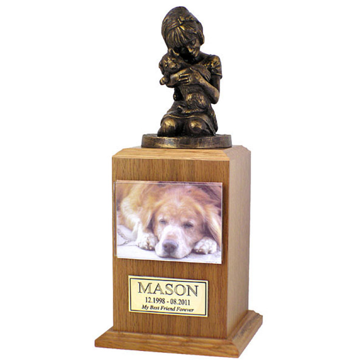 Small My Best Dog Ever Photo Oak Wood Pet Cremation Urn