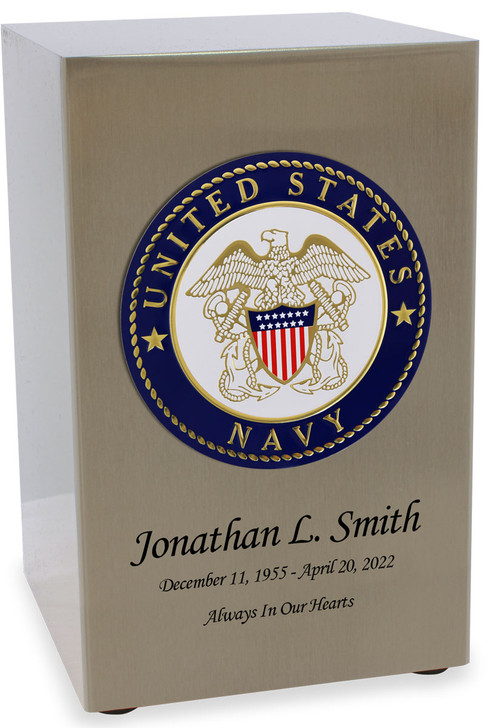 Navy Pewter Finish Beaumont Cremation Urn with Color Service Emblem