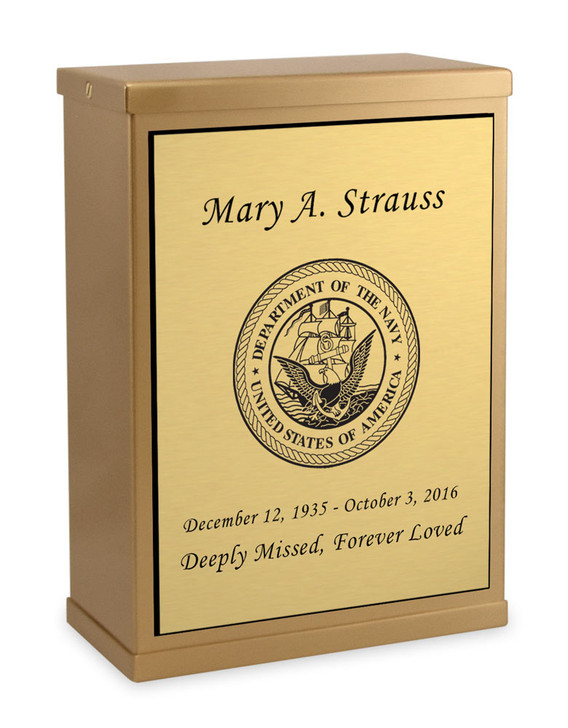 Navy Bronze Overlap Top Niche Cremation Urn