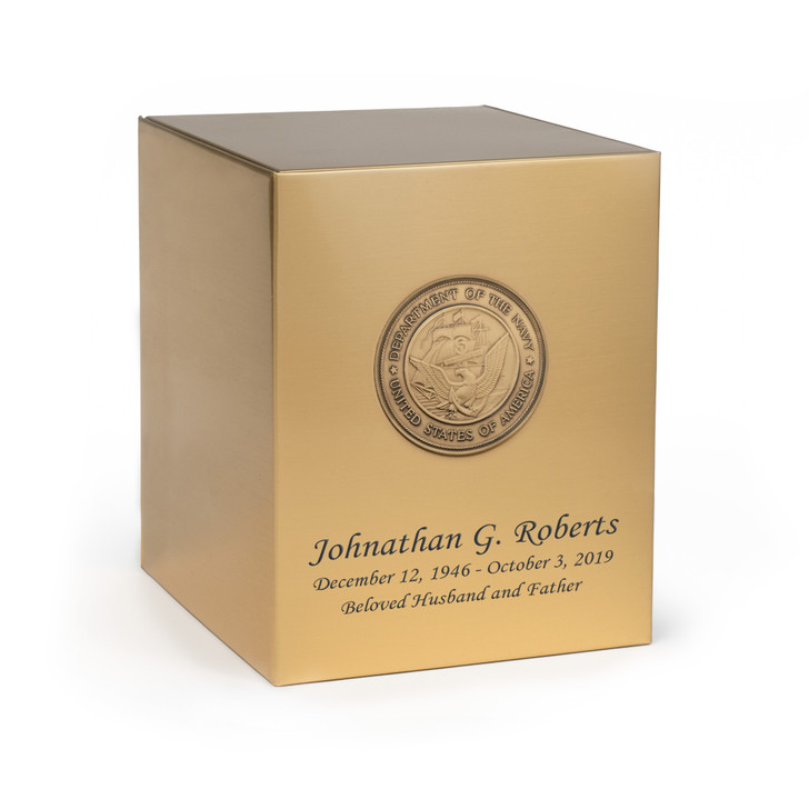 Navy Medallion Bronze Snap Top Cremation Urn