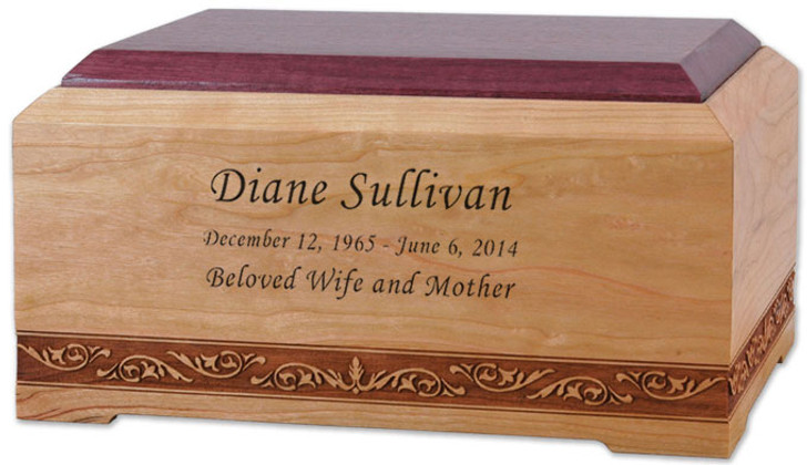 New Orleans Cherry and Purple Heart Wood Cremation Urn