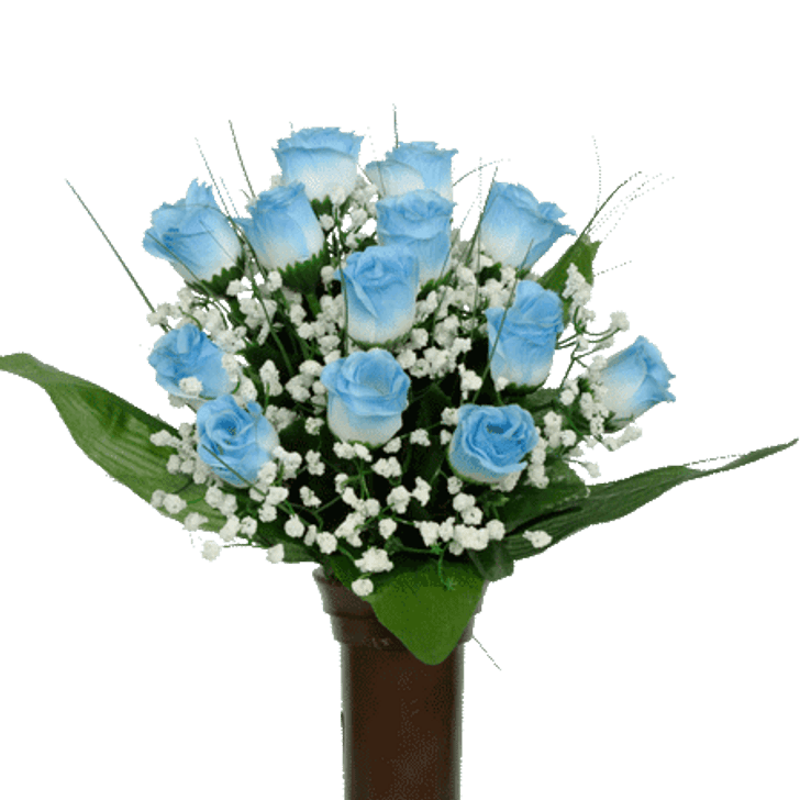 Niche Blue Roses Silk Flowers for Cemeteries