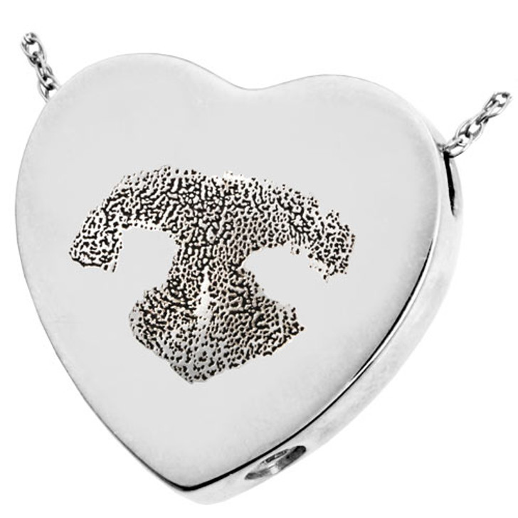 Noseprint and Name Heart Slider Sterling Silver Memorial Pet Cremation Jewelry Pendant Necklace