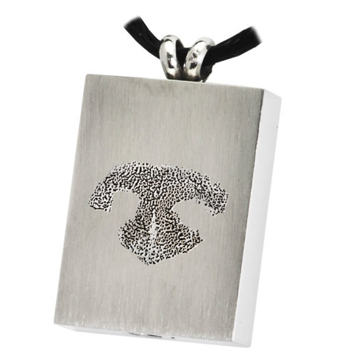 Noseprint Rectangle Stainless Steel Memorial Pet Cremation Jewelry Pendant Necklace