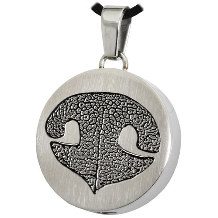 Noseprint Round Stainless Steel Memorial Pet Cremation Jewelry Pendant Necklace