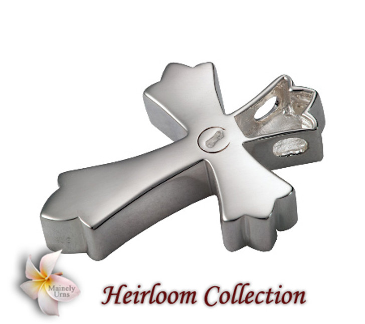 Ornate Cross Cremation Jewelry in Sterling Silver