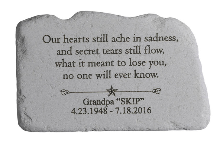 Our Hearts Still Ache Fused Glass Humped Memorial Garden Stone