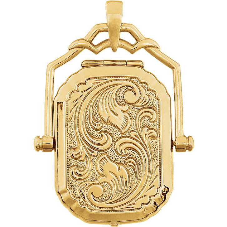 Oval Swivel 14k Yellow Gold Memorial Locket Jewelry Necklace