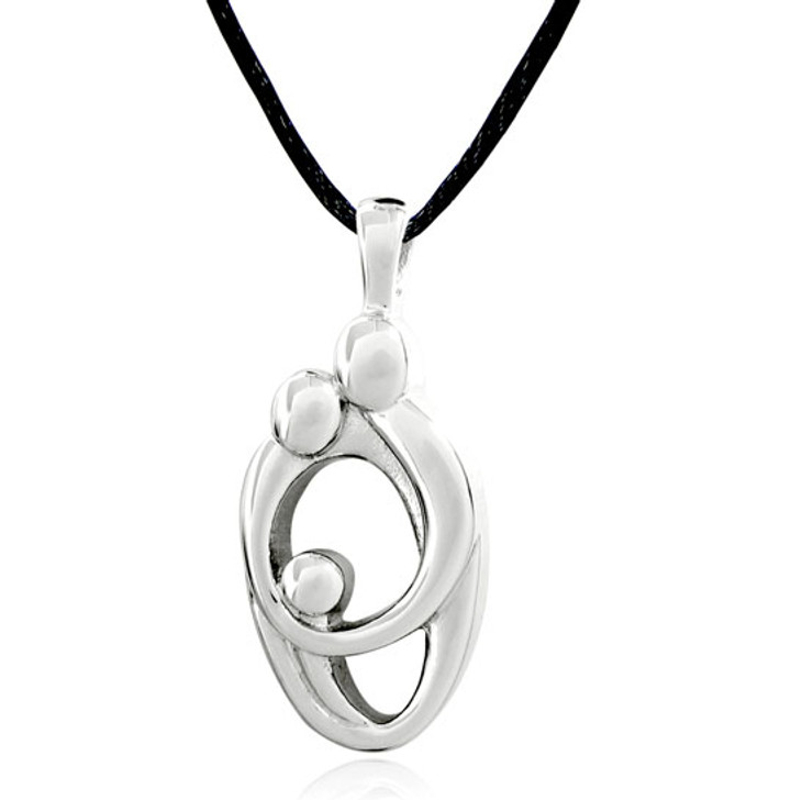 Parents and Child Heart Stainless Steel Cremation Jewelry Pendant Necklace