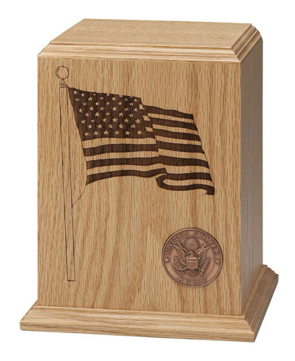 Patriot Military Oak Wood Cremation Urn