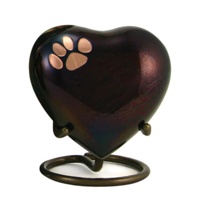 Keepsake Paw Prints Classic Heart Raku Pet Cremation Urn - Engravable