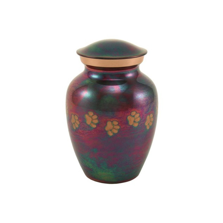 Extra Small Paw Prints Classic Raku Pet Cremation Urn - Engravable