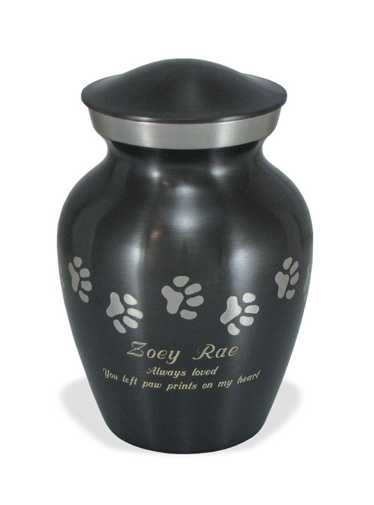 Extra Small Paw Prints Classic Slate Pet Cremation Urn - Engravable