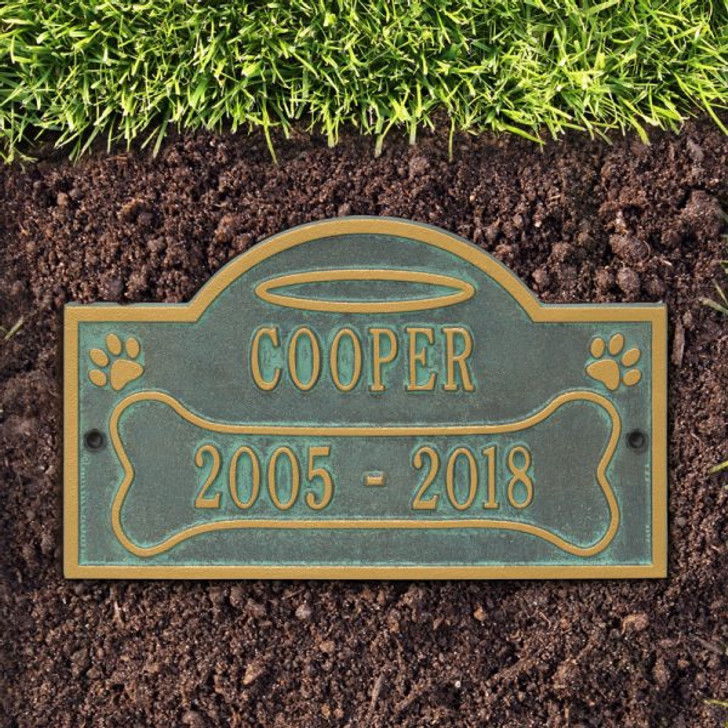 Personalized All Dogs Go to Heaven Lawn and Garden Pet Memorial Wall Plaque or Garden Marker - 10 Colors