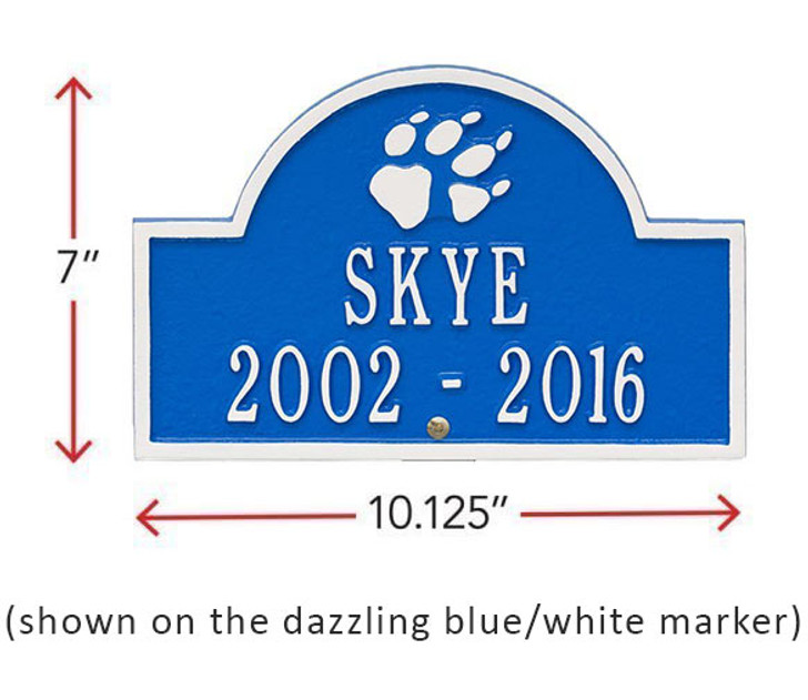 Personalized Dog Paw Print Arch Pet Memorial Lawn and Garden Marker - 9 Colors