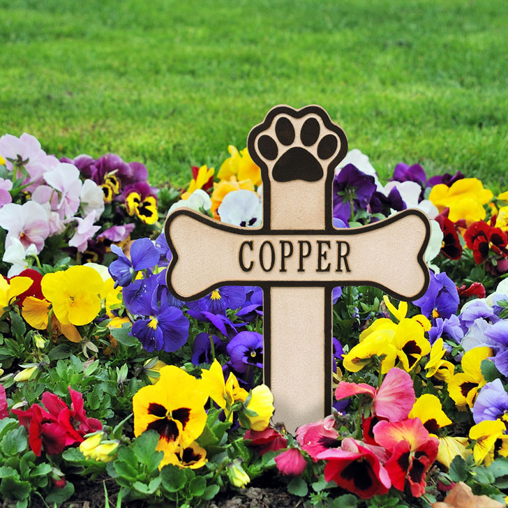 Personalized Dog Paw and Bone Lawn and Garden Pet Memorial Marker - 10 Colors