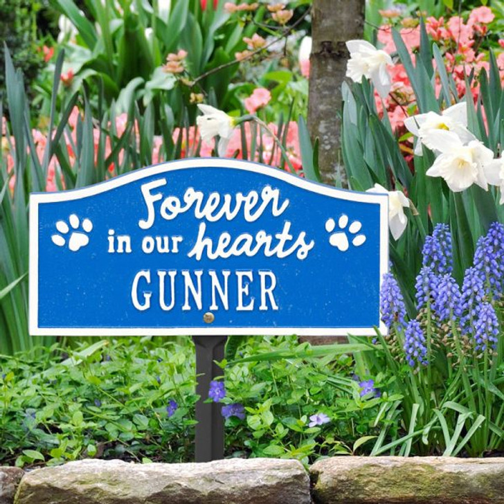 Personalized Forever in Our Hearts Lawn and Garden Memorial Marker - 10 Colors