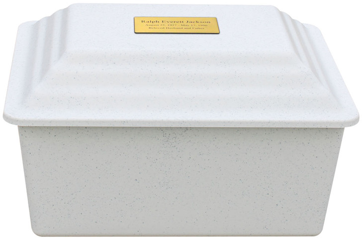 White Granite Safeguard Cremation Urn Vault - Injection Molded ABS Burial Vault - Made in the U.S.A.