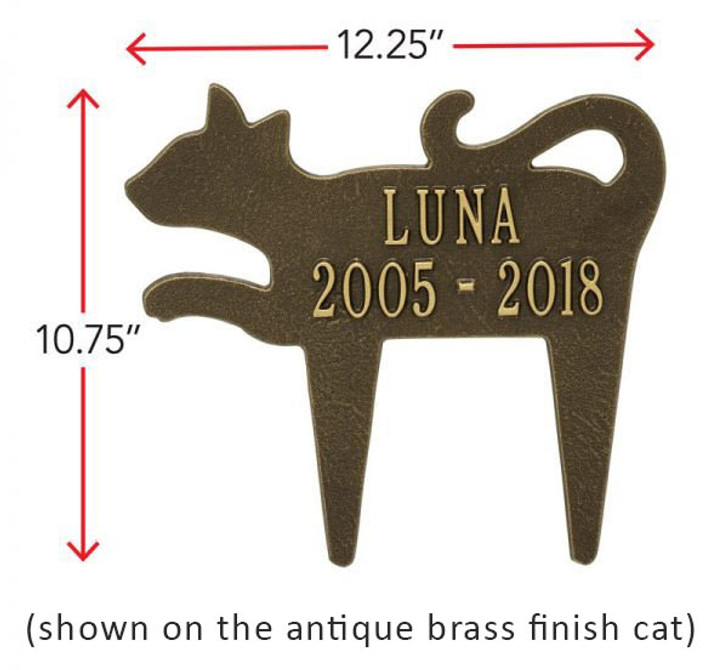 Personalized Silhouette Cat Pet Memorial Lawn and Garden Marker - 13 Colors