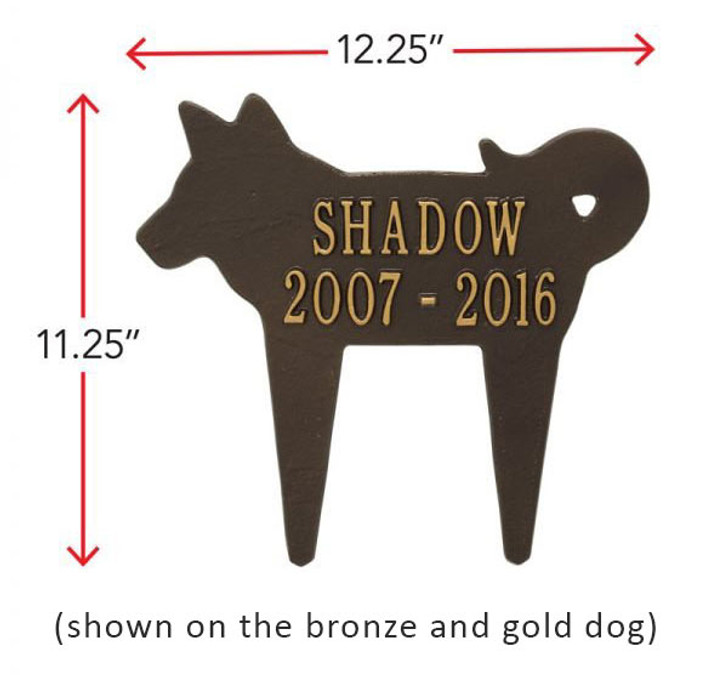 Personalized Silhouette Dog Pet Memorial Lawn and Garden Marker - 13 Colors