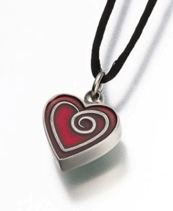 Pewter Red Heart Cremation Jewelry