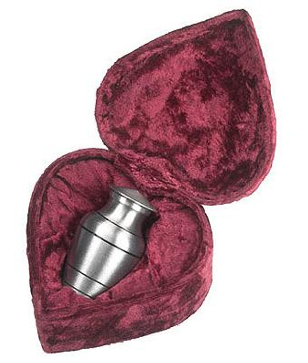 Pewter Token Brass Keepsake Cremation Urn with Heart Box