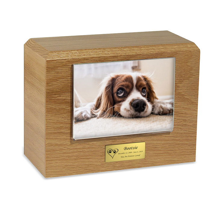 Small Photo Oak Wood Pet Urn