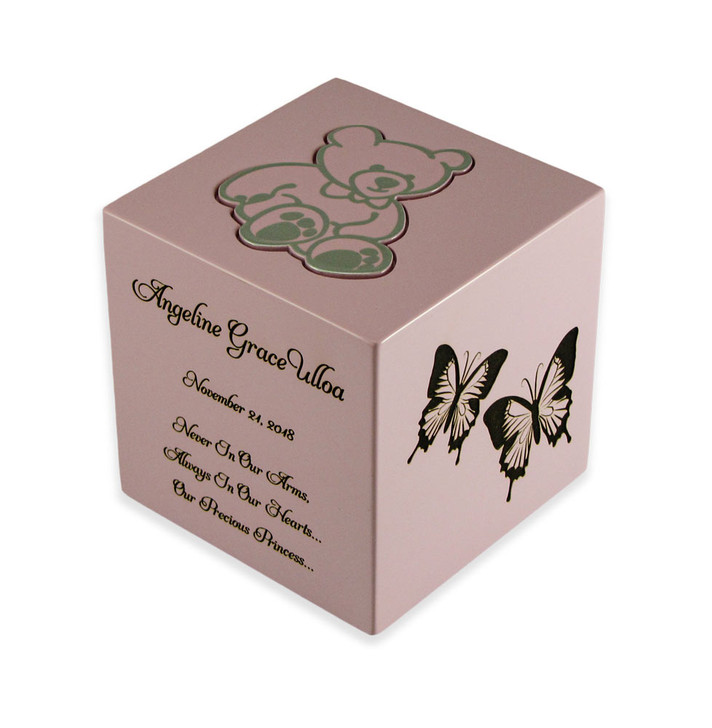 Pink Teddy Bear Box MDF Infant Child Cremation Urn