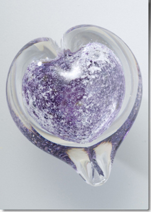 Large Purple Boundless Heart Cremains Encased in Glass Keepsake Cremation Urn