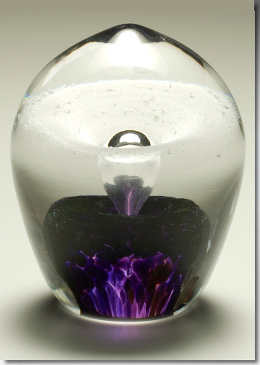 Large Purple Enduring Fountain Cremains Encased in Glass Keepsake Cremation Urn