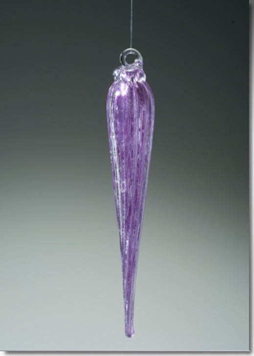 Purple Everlasting Icicle Cremains Encased in Glass Cremation Ornament