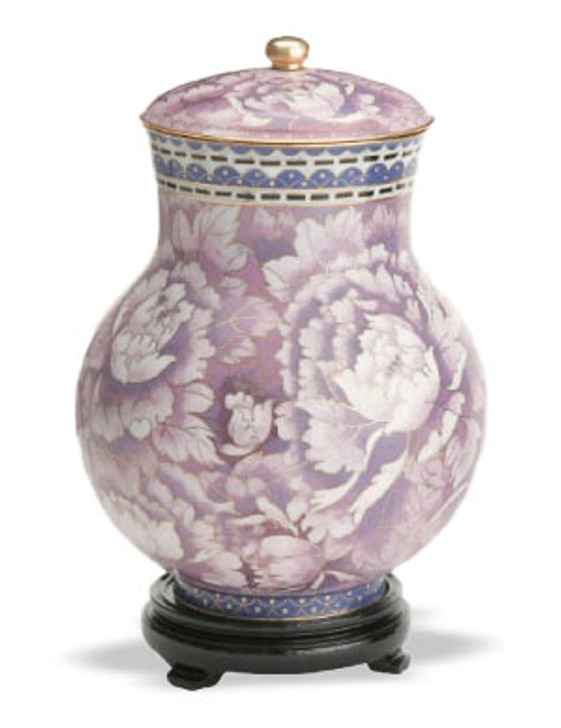 Purple Floral Keepsake Medium Cloisonne Cremation Urn
