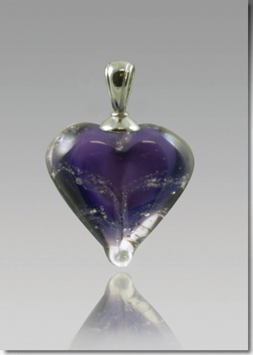 Purple Heart Cremains Encased in Glass Cremation Jewelry Pendant