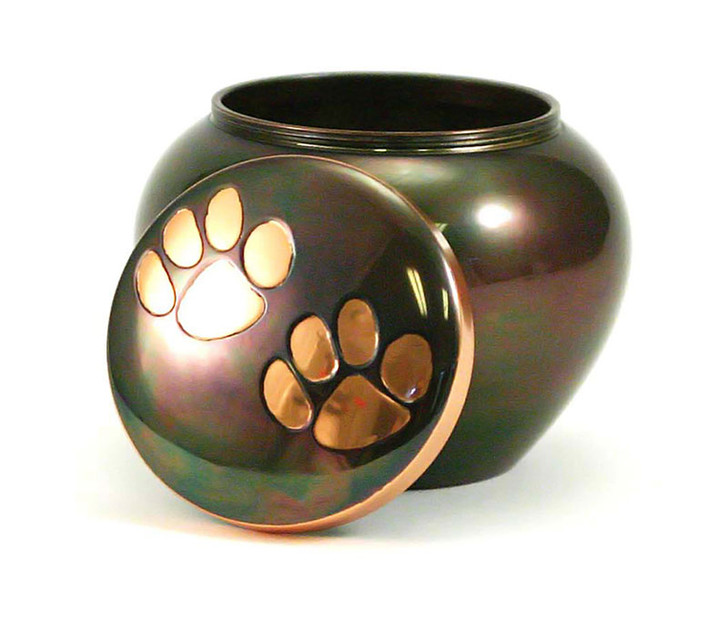 Extra Small Raku / Copper Odyssey Paw Print Pet Cremation Urn