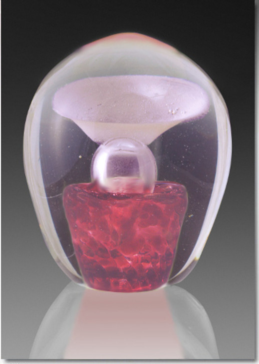 Large Red Enduring Fountain Cremains Encased in Glass Keepsake Cremation Urn