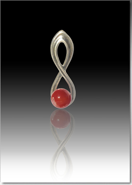 Red Harmony Cremains Encased in Glass Sterling Silver Cremation Jewelry Pendant