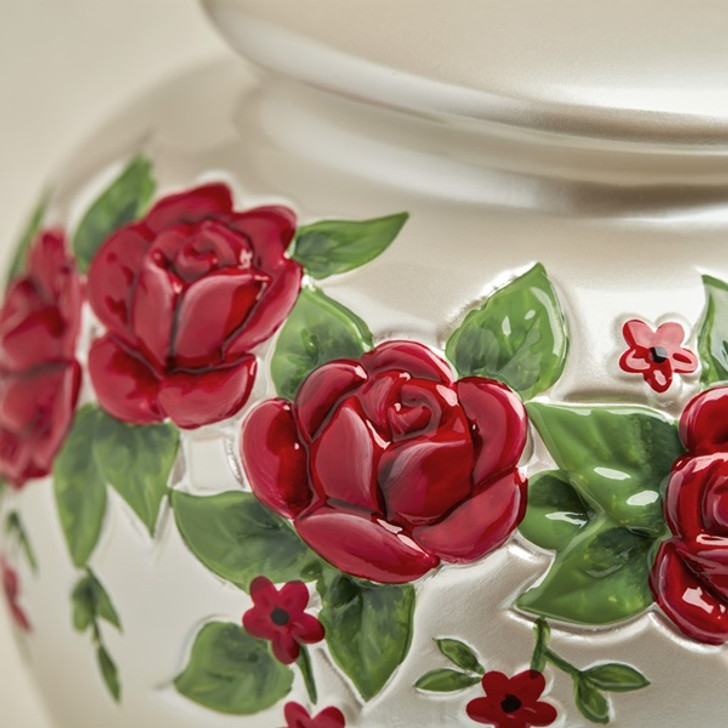 Red Roses Hand Painted Ceramic Cremation Urn